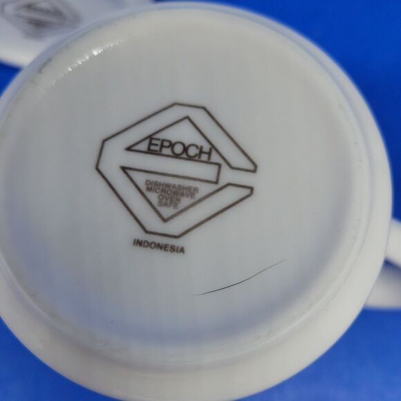 Epoch Indonesia Knife & fork Teal Checkerboard Mugs set of 2 - Picture 9 of 11